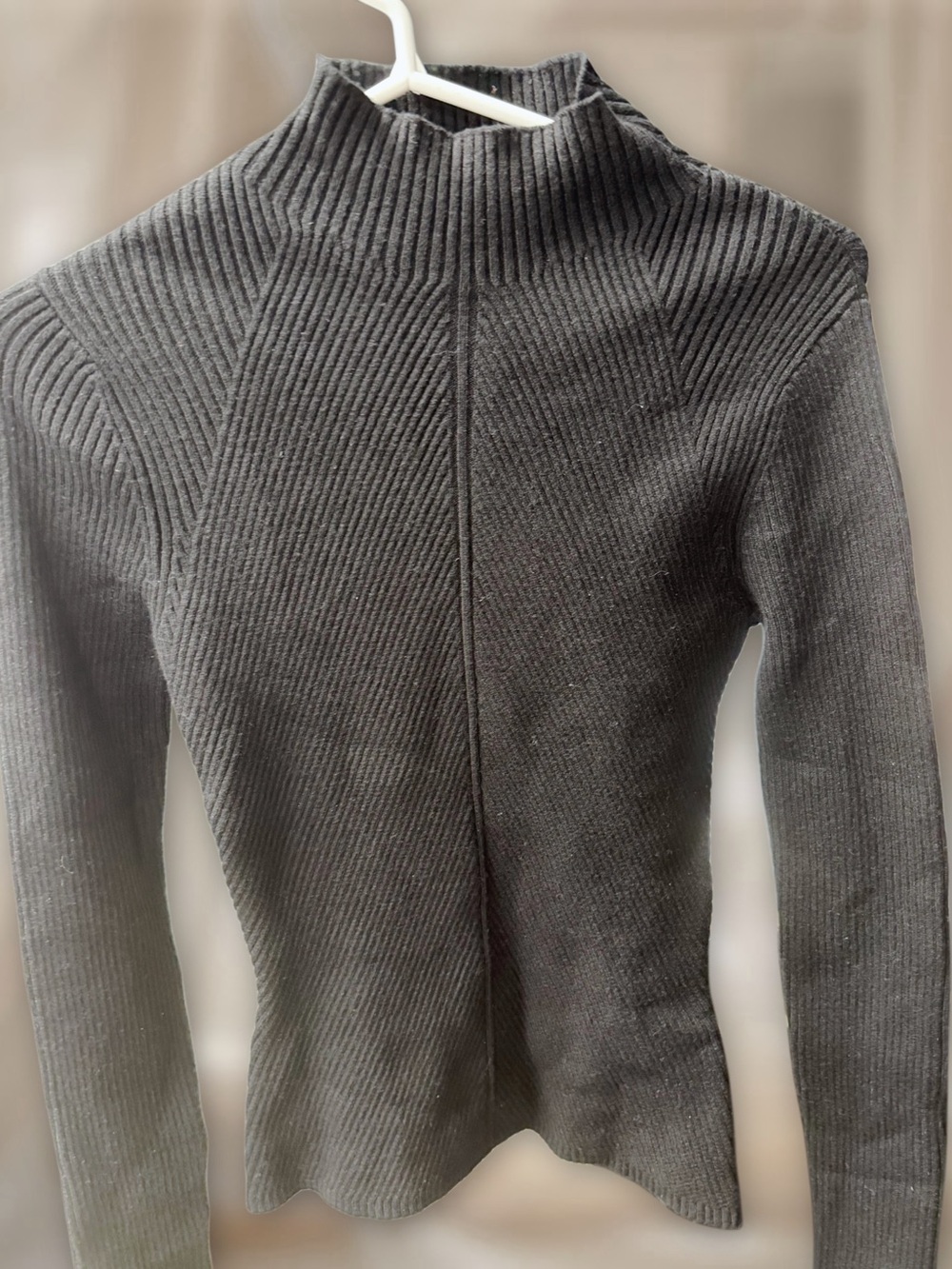 JustFab Charcoal Ribbed Mock Neck Sweater